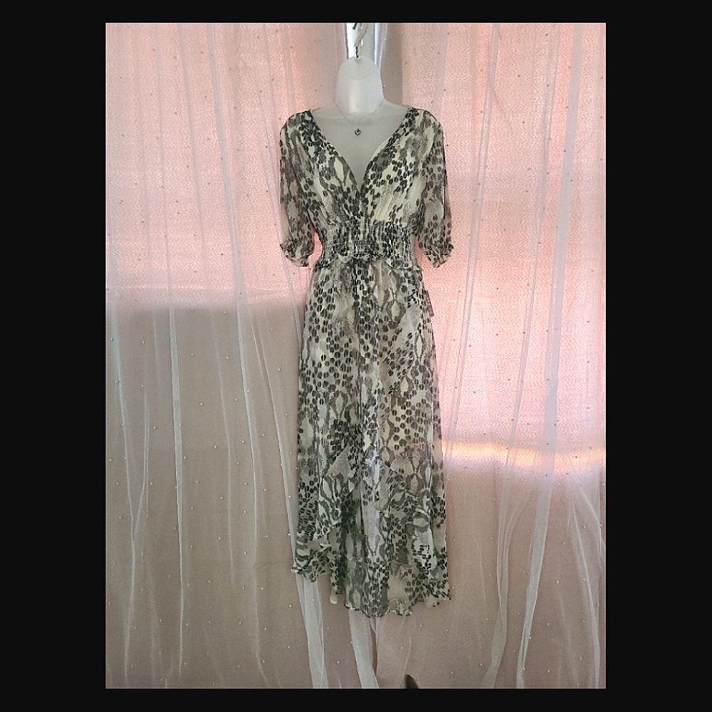 Animal print smocked dress